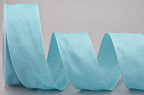 finemark Dekoband Oliver HELLTÜRKIS (246) 20 m x 40 mm (Rolle) Stoffband mit Drahtkanten leicht glänzend Leinen Optik Taftband grob gewebt Weihnachten Advent