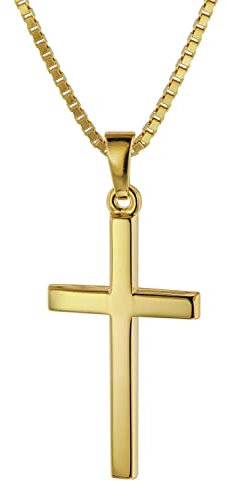 trendor Kreuz 26 mm Gelbgold 333/8 Karat mit vergoldeter Halskette 75412-60 60 cm