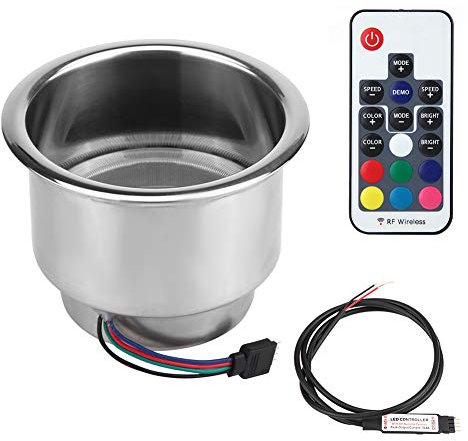 rgb cup holders,RGB becherhalter,Getränkehalter mit Fernbedienung,Edelstahl LED RGB Getränkehalter mit Fernbedienung für Marine RV Truck LED Getränkehalter aus Edelstahl