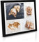 bomoe Bilderrahmen 10x15 cm & 15x21 cm Schwarz – Fotorahmen Collage Holz für 4 Fotos, Kunststoffglas, Metall-Aufhängung & Passepartout Multirahmen für Bilderrahmen Set – Picture Photo Frame Galeria