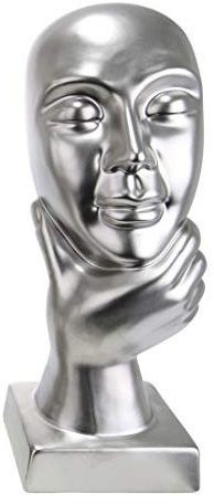 Dreamlight Moderne Skulptur Dekofigur Nachdenklich aus Keramik Silber Höhe 30 cm Breite 15,5 cm *1 Stück*
