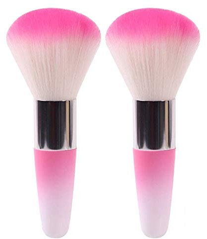 2 Pieces Colorful Soft Brushes Powder Brush Nail Arts Dust Cleaner Brush For Makeup Or Nail Arts, Pink