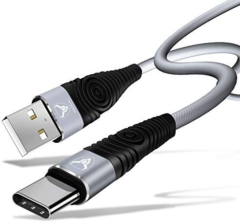 iSOUL USB C Cable [2M] Data Sync High Speed Charging Nylon Braided Type C Fast Charger Lead Cord for Samsung Galaxy Huawei MacBook Xperia OnePlus Google Pixel Oculus Quest, iPad 10.2 8th Generation