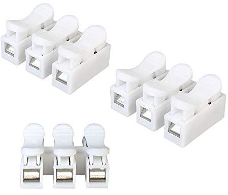 Aiqeer 60 Pezzi CH3 Connettore Molla Rapido, Morsetto a Molla Connettore, Morsettiera Molla Rapido, Collegamento per Cablaggio Elettrico e Alimentazione Illuminazione (Bianco)