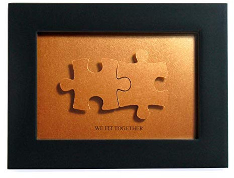 We fit together Puzzle Paper Cut Art - the Creative Gift for Copper or Bronze 8th Anniversary, Valentines Day Gift - DIY the Name and Date on Jigsaw, Christmas