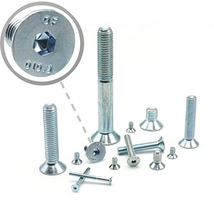 100 Stück Senkkopfschrauben M5 x 16 / DIN 7991 (ISO10642) mit Innensechskant verzinkt Stahl 10.9 Vollgewinde/Teilgewinde
