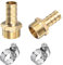 sourcing map Raccord Cannelé Laiton Tube Barbelé Droit 10mm x G3/8 Mâle Filetage Tuyau Connecteur avec Acier Inoxydable Tube Pince Paquet de 2