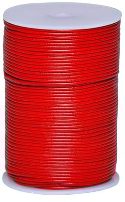 Cords Essentials Round Genuine Leather String Cord, Rope for Jewelry Making, Necklaces, Bracelets, Kumihimo Braiding, Wraps, Crafts and Hobby Projects (Red, 2.0 MM)