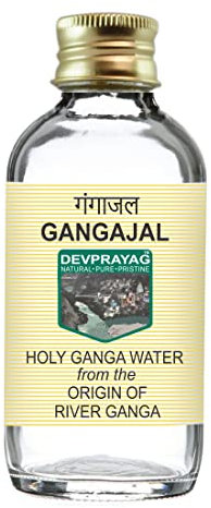 Devprayag Gangajal Agua de Ganga Santa del origen o comienzo del río Ganga en Devprayag en botella de vidrio transparente 100ml
