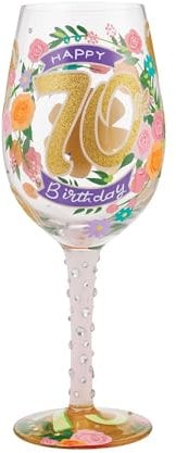 Enesco Lolita Happy 70th Birthday Wine Glass Drinking Glasses