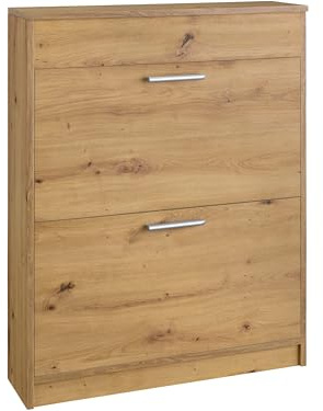 Bill | Schuhschrank mit 2 Klappen und 1 Abdeckklappe in Eiche-Optik