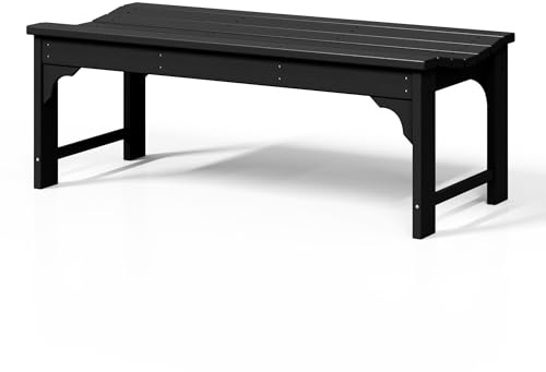 WestinTrends Malibu Outdoor Bench, All Weather Resistant Poly Lumber Backless Patio Garden Bench, Adirondack Curved Bench Seat for Comfort, Black