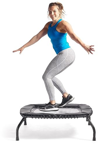 Sunny Health & Fitness Springless Mini Fitness Trampoline – Premium Adjustable Bungee-Style Indoor/Outdoor Exercise Rebounder for Quieter and Safer Workouts (40”) - SF-S021048