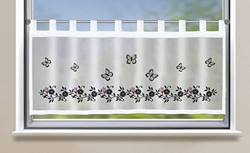 Gardinenbox Scheibengardine »Bodrum« HxB 45x140 cm Schmetterling Schwarz Bistrogardine Sichtschutz Dekoration Transparent Voile Küchenfenster Modern 2022410