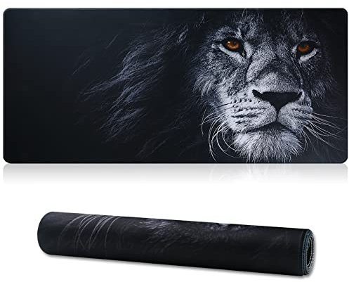 Jahosin XXL Gaming Mauspad, Erweitertes Mauspad,genähte Kanten,2mm,rutschfeste Gummibasis,90x40cm,Schreibtischunterlage für Gaming/Büro/Geschäft-90x40 Lion01