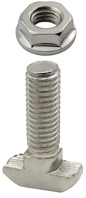 Hammerkopfschraube T-Schraube M8 20mm Nut 10 Aluprofil 45-er - 10 Stück + Mutter