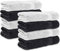 Komfortec 8er Handtücher 50x100 cm Set aus 100% Baumwolle, Frottee, Weich, Schwarz/Weiß