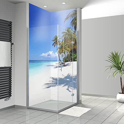 WANDFREUDE individuelle Duschrückwand Aluverbundplatte auf Maß (2 Stück - Malediven - Premium Brillant Lack) – Dusche Wandverkleidung Duschwandverkleidung Duschrückwände