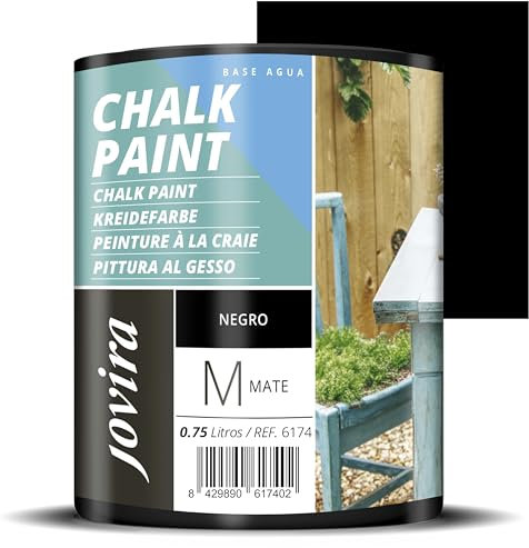 JOVIRA PINTURAS Pintura Tiza - Chalk Paint al Agua Mate. Renueva tus muebles con creatividad. (750 Mililitros, Negro) B-25