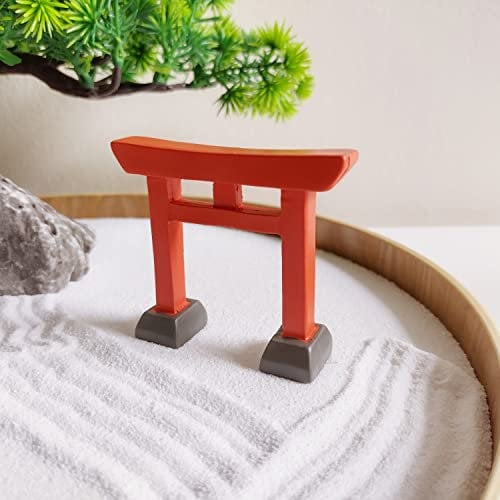 ZEN&TAO Miniature Desktop Zen Garden Accessories, DIY Zen Garden Fairy Garden Miniatures, Japanese Gift Idea, Terrarium, Dollhouse, Bonsai Decorative Craft Kit (Torii Gate)
