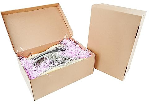 STRBOXONG Boîte à chaussures en carton avec couvercle, 32x22x12 cm, boîte de rangement polyvalente pour la maison et le bureau, boîte en carton pliable, colis cadeau (10 pièces)