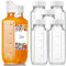 6 Pack 16 Oz Glass Juice Bottles w Pour Spout, 100% Airtight Heavy Duty SCREW Lid- Reusable Glass Milk Bottles w Capacity Mark, Square Drinking Jar Juice Container(Extra 2 Lid)