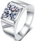 Daesar Herren Ring Silber 925 Eckig, Verlobungsringe mit Moissanit 1ct Siegelring Hochzeitsringe Eheringe Nickelfrei Größe 58