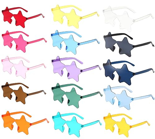 ANROI 15PCS Occhiali da sole trendy con gadget per compleanno e feste， Cuori vivaci per uomini, donne ragazzi，per feste e foto straordinarie