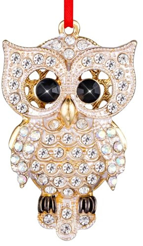 FLYAB Metall-Eule Weihnachtsschmuck 2023 Eule Ornamente für Weihnachtsbaum Eule Dekor Weihnachtsschmuck Geschenke für Frauen Mädchen Mutter Schwestern Eulenliebhaber