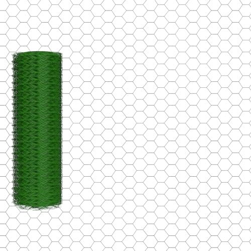 Sechseckdraht Maschendrahtzaun Gitterzaun Drahtzaun Grün, Volierendraht für Hasen, Meerschweinchen oder Hühner, Maschendraht, Maschenweite 25 mm, 25 x 0.5m x 0,7 mm