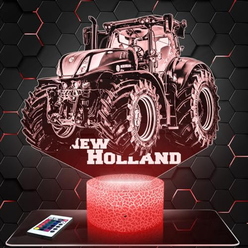 Nachttischlampe - Touch-Nachtlicht N.Holland Traktor 3D-LED-Lampe Illusion, Geschenkidee Weihnachten Geburtstag Junge und Mädchen Nachttischlampe Kinder- oder Erwachsenenzimmer TOP