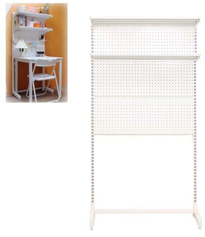 XRRJFYH Panneau Perforé Bureau, Porte Outils Rangement Métal, Hauteur Réglable des Des Étagères, Grands Pegboard pour Bureau, Atelier Outils, Cuisine (Color : Bianco, Size : 122x160cm/48x63in)
