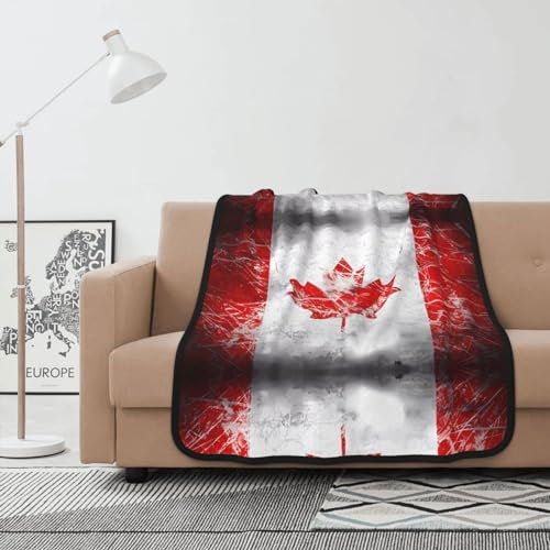 Vacsax Retro-Decke mit Kanada-Flagge, doppelseitig, 101,6 x 127 cm, ultraweicher Druck, Fleece-Flanell-Überwurfdecke für Couch und Bett, Wohnaccessoire
