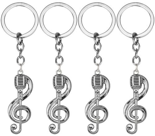 Kawailay 4 pièces Porte-clés notes de musique Porte-clés en métal symbole musical Porte-clés thème musical Porte-clés de fête pour hommes femmes