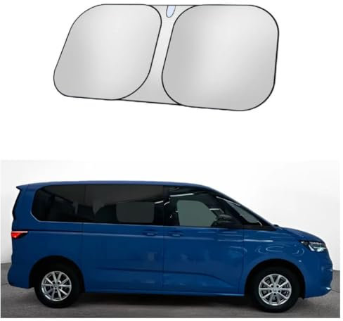 HLGFS Parasol Coche Delantero para Volkswagen T7 Multivan,Plegable Reflectante Protector Solar Interior Cubierta Parabrisas Automóvil Protección UV Accesorios para Coche En Verano