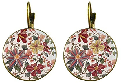 PULABO Boucles d 'Oreilles, Boucles d ' Oreilles dormeuses imprimées de Fleurs Vintage pour Femmes, Portables et utiles créatif