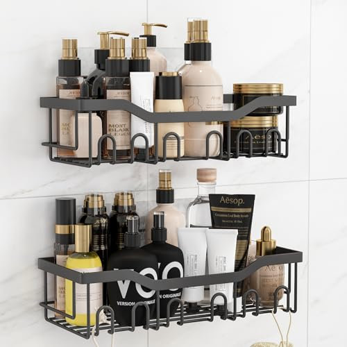 rigors 2-Pack Shower Caddy, Bathroom Organizers and Storage, No Drilling Stainless Shower Shelves for Home Decor, Bathroom Accessories