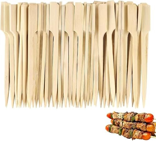 Lot de 100 brochettes à sandwich plates en bois de 15 cm, 100 % compostables et biodégradables pour barbecue, kebabs, cocktails, buffets