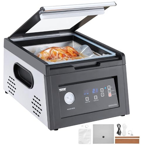 VEVOR Kammer-Vakuumierer, 380 W Vakuumpumpenleistung, Vakuumverpackungsmaschine für feuchte Lebensmittel, Fleisch, kompaktes Design mit 11,5 Zoll Siegellänge, idealer kommerzieller Vakuumierer