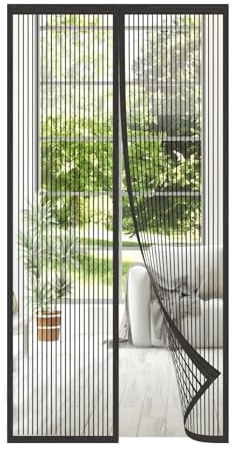 MAGICDOOR Magnet Fliegengitter Balkontür 95x200cm-Schwarz für Polyester