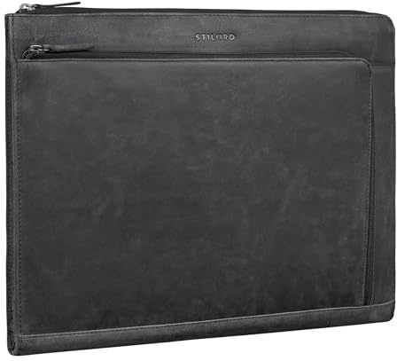 STILORD Stefano Élégant Porte Documents A4 Cuir - Sacoche pour Ordinateur Portable 14-15 Pouces pour Hommes et Femmes - Idéal comme Conférencier A4 zippé Travail Couleur:Antracite