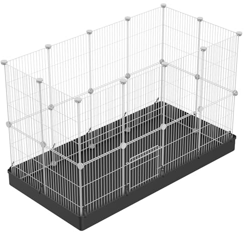 PILIN Corral para Animales pequeños con Puerta, Valla para Mascotas con Alfombra Impermeable, Jaula para Conejos, Jaula para cobayas, Cachorros, Gatitos 43x32 24 Piezas