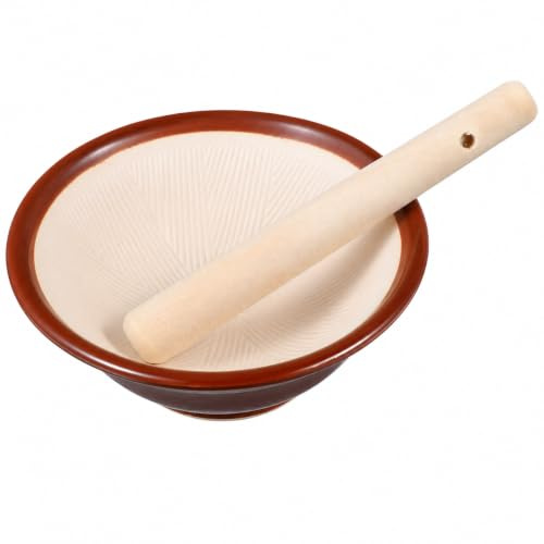 IMIKEYA Ensemble de suribachi japonais et pilon – Bol en céramique pour broyer les épices et les assaisonnements