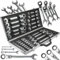 IMJ-Global Set Chiavi Combinate a Criccheto Forchetta | 22 Pezzi | Reversibili | Snodate | 6-32 mm | 72 Denti | Passo 5° | in Acciaio CrV