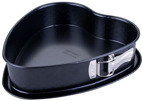 Zenker Herzspringform Ø25 cm – Backform mit Herz-Prägung, PFAS-frei, Ideal für Valentins- und Muttertag, Made in Germany, Schwarz