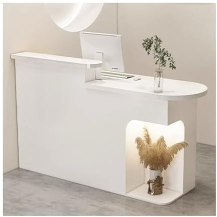 HBOOMOEM BüRotheke，Rezeptionstisch，Verkaufstisch Theke Tresen Empfang ，Verkaufstresen Mit AbschließBaren Schubladen，Geeignet FüR BüRos, SchöNheitssalons, Lobbys, GeschäFte.(White,Left_100CM)