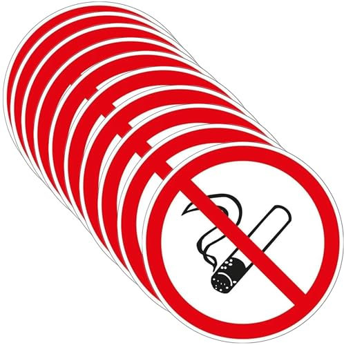 Luimode 10st Rauchen verboten Aufkleber φ7cm Rauchverbotsschild Selbstklebender Vinyl Hinweisschild