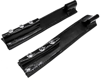 ES4003 Sporenschutz Strass Leder, Schwarz Leder/Schwarze Strasssteine | Equine Smile, Sporenschoner Sporenschutzüberzug Stiefelsporenschutz Kristall Schutz für Sporen Reitsport Reiten