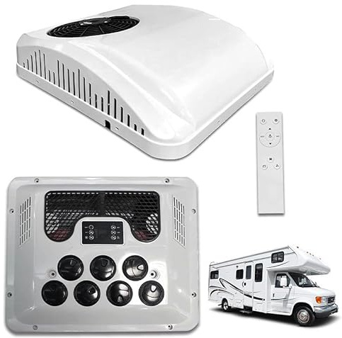 Mcamgiczin Climatiseur de Toit pour Camping-Car, Double Fonction Chaud et Froid, 12V/24V/48V/72V/96V/220V, Universel, avec régulation de fréquence et Faible Niveau sonore.,24V