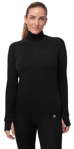 DANISH ENDURANCE Merino Wool Half-Zip Thermal Tops Womens, Base Layer Womens, Thermal Long Sleeve Top for Winter